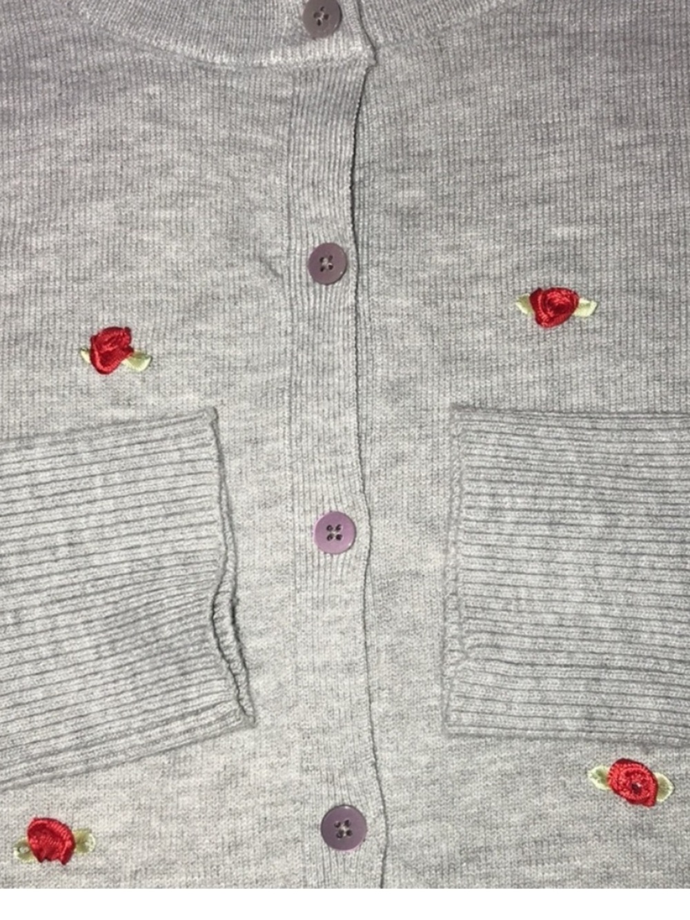 Wild Fable Embroidered Red Rosette Cardigan Gray Size XS | NWT - Picture 5 of 10
